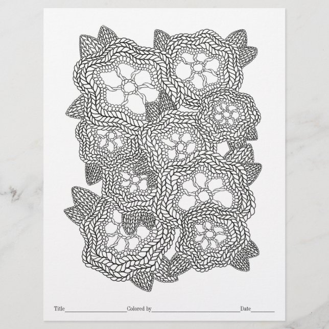 COLOR YOUR OWN Knit Floral Coloring Page (Front)
