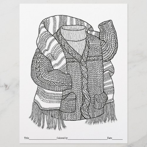 COLOR YOUR OWN Knit Sweater  Scarf Coloring Page