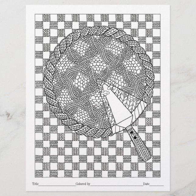 COLOR YOUR OWN Knitted Cut Pie Coloring Page (Front)