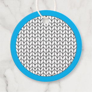 COLOR YOUR OWN Knitting Round Paper Ornament Blue Favor Tags