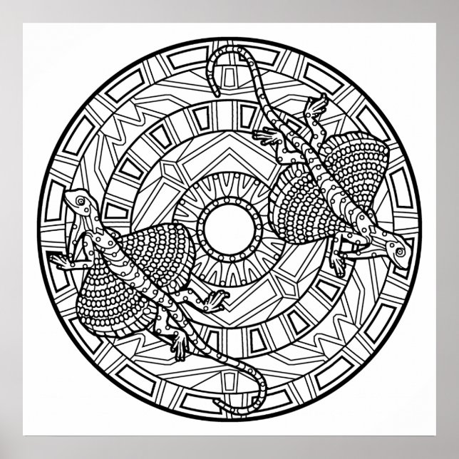 Color Your Own Lizard Mandala Coloring Poster (Front)