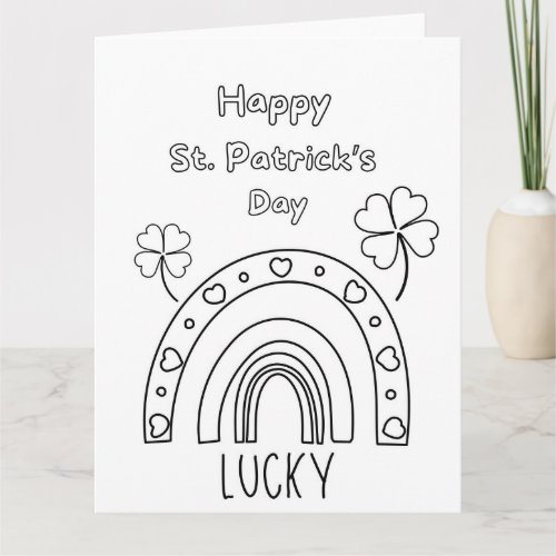 Color your own lucky rainbow greeting card