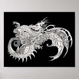 Color your own Mystical Dragon Poster