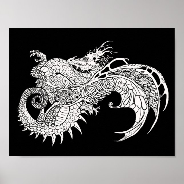 Color your own Mystical Dragon Poster (Front)