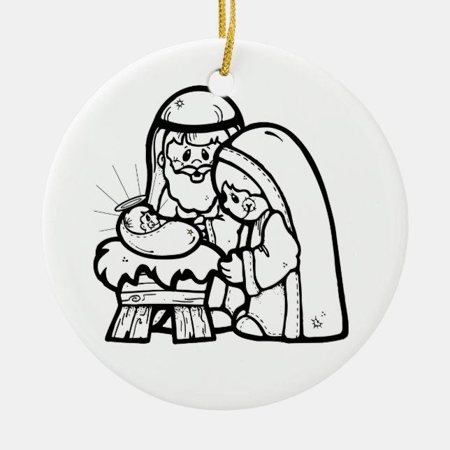 Color your own nativity scene ceramic ornament (Front)
