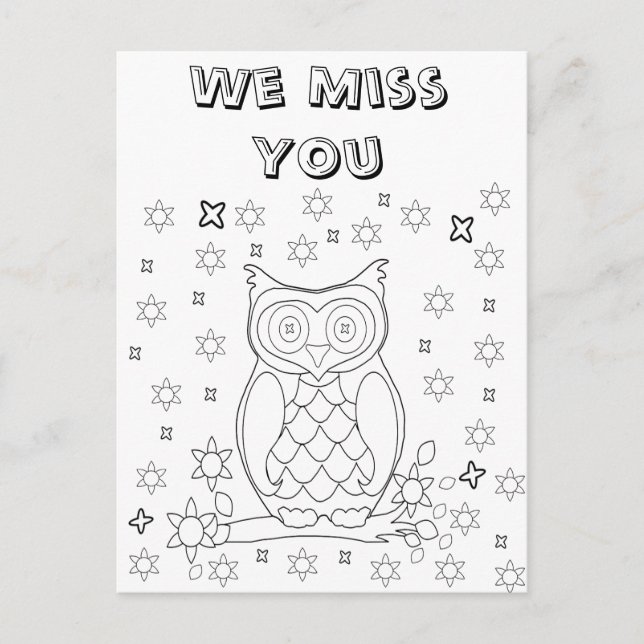 Color Your Own Owl DIY Gifts Postcard (Front)