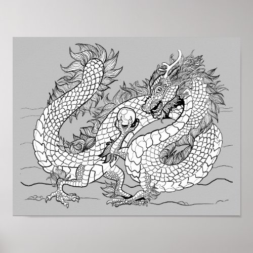 Color your own Pearl Dragon Poster