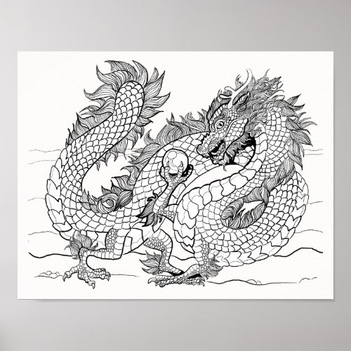 Color your own Pearl Dragon Poster
