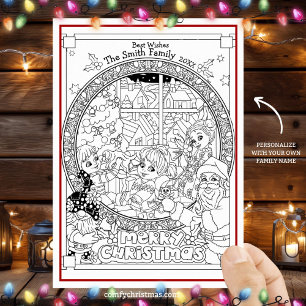 Color Your Own Personalized Christmas Festive Holiday Card