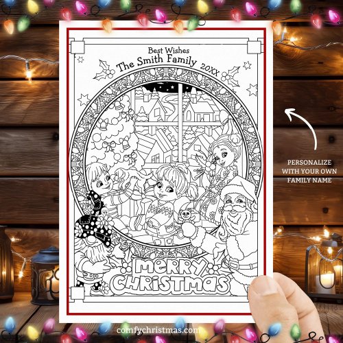 Color Your Own Personalized Christmas Festive Holiday Card