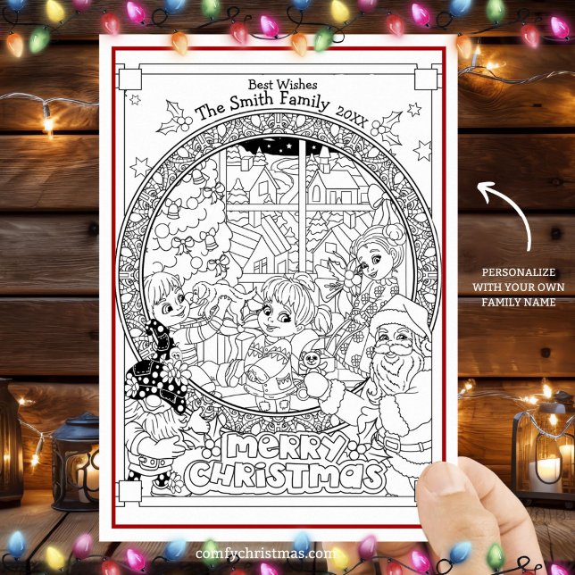 Color Your Own Personalized Christmas Festive Holiday Card (Creator Uploaded)