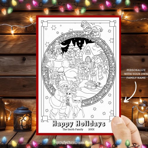 Color Your Own Personalized Christmas  Holiday Card