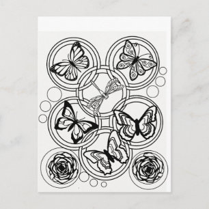 Color your own post card garden butterfly flower