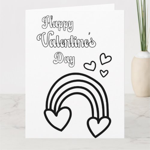 Color your own rainbow valentines day card