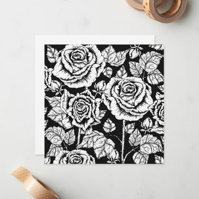 Color Your Own Roses Note Card (Front/Back In Situ)