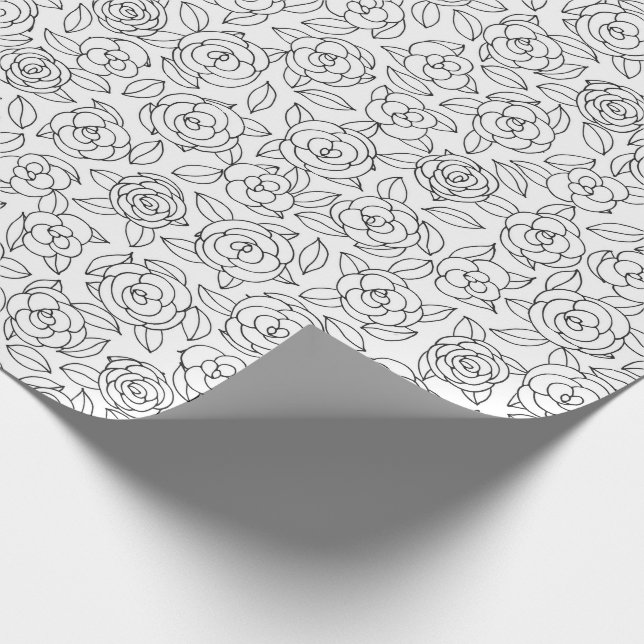 Color Your Own Roses Pattern Wrapping Paper (Corner)