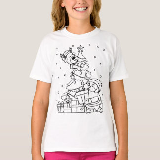 Color Your Own Santa and Reindeer  T-Shirt