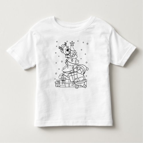 Color Your Own Santa and Reindeer  Toddler T_shirt