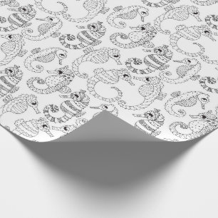 Color Your Own Seahorses Wrapping Paper