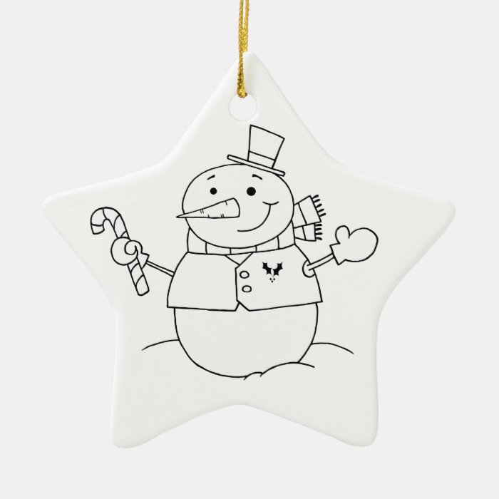Color your own snowman ceramic star ornament