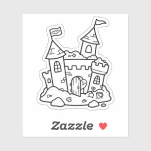 Color Your Own Spooky Sandcastle Ghost Summer Sticker