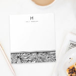 Color Your Own | Tropical Black and White Monogram Notepad<br><div class="desc">Indulge in some therapeutic adult coloring with our boldly patterned black and white memo pad! Handy scratch pad is perfect for keeping at your desk when you need to take notes AND feel the need to doodle a bit. Design features a chic, intricate tropical floral design at the bottom, with...</div>