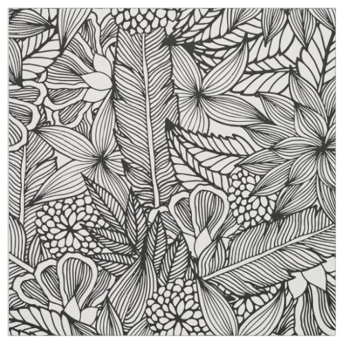 Color Your Own  Tropical Escape Pattern Fabric