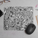 Color Your Own | Tropical Escape Pattern Mouse Pad<br><div class="desc">Indulge in some therapeutic adult coloring with our boldly patterned black and white mousepad! Chic, intricate tropical floral design features leaves, feathers and flowers and can be colored with fabric markers to add as much or as little color as you like for a unique addition to your desk or office....</div>