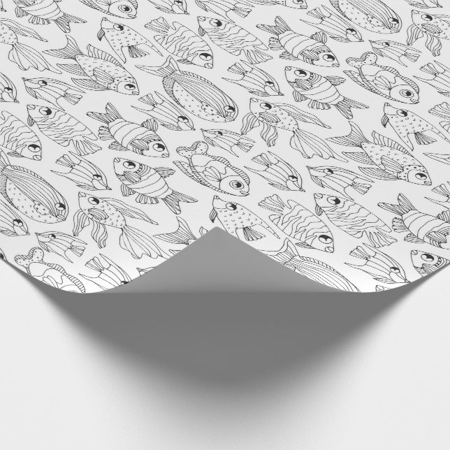 Color Your Own Tropical Fish Wrapping Paper (Corner)
