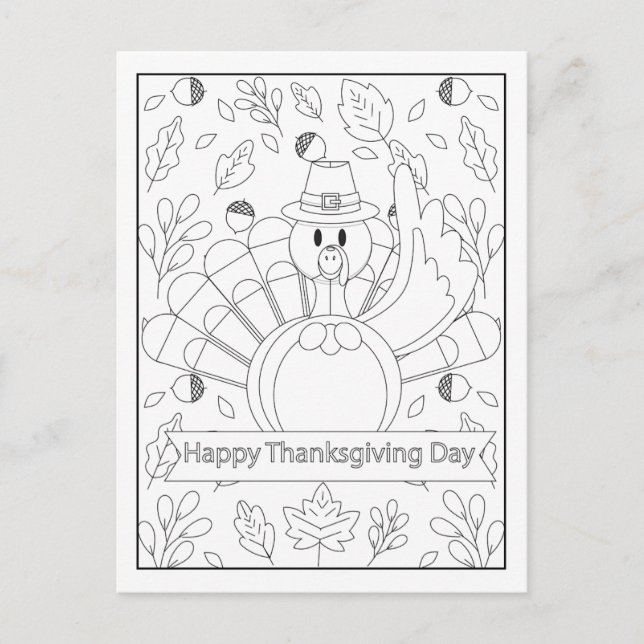 Color Your Own Turkey Postcard (Front)
