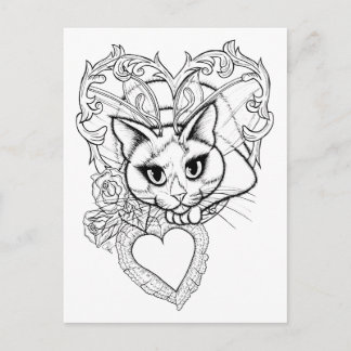 Color Your Own Valentine Fairy Cat Art Postcard