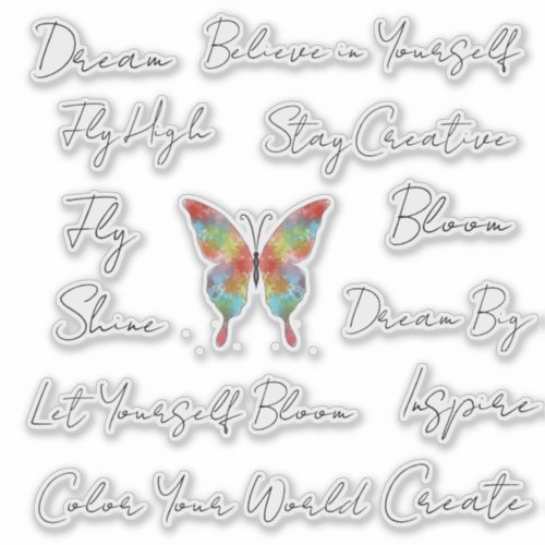 Color Your World Inspirational Butterfly Stickers