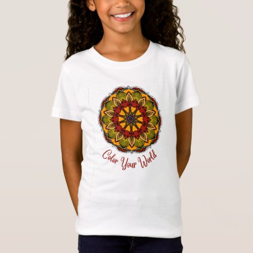 Color Your World Mandala Childrens  T_Shirt