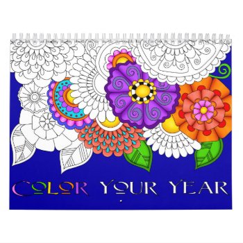 Color Your Year Custom Printed Calendar by debipayne at Zazzle