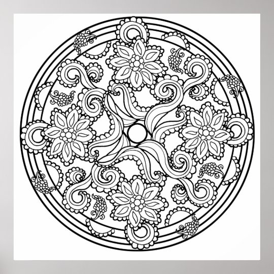 Color Yourself Mandala Poster Paisley Sea Creature ...