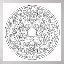 Color Yourself Mandala Poster Squirrel Poster