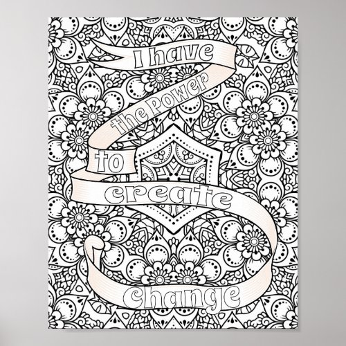 Color Yourself Poster with Positive Affirmations