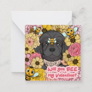 COLORABLE Kids Classroom Valentines Bee Dog Puppy Note Card