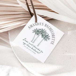 Colorable Palm Tree Bachelorette Party Favor Tags