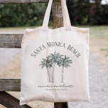 Colorable Palm Tree Destination Wedding Tote Bag<br><div class="desc">Click “Personalize this template” will allow you to customize further. Replace 'Santa Monica Beach' with your own, and then use the 'Curvature' tool in the editing panel to adjust the curvature of your destination name to fit the page. You are free to change the palm tree's color, font size, font...</div>