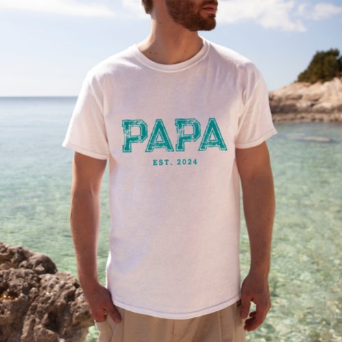 Colorable PAPA EST Fathers Day Birthday T_Shirt