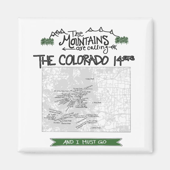 Colorado 14ers Fourteeners Design Magnet (Front)