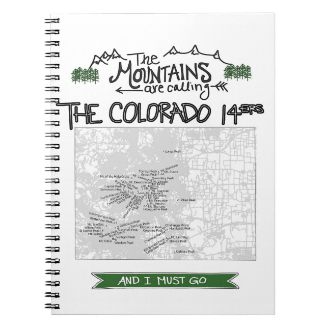 Colorado 14ers Fourteeners Design Notebook (Front)