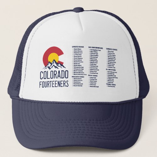 Colorado 14ers Fourteeners Mountain Souvenirs Trucker Hat