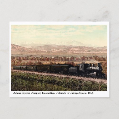 Colorado 1895 Locomotive Adams Express Company  Postcard