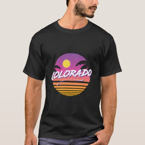 Colorado 1980S Style Colorful Casual Ironic Sunset T_Shirt