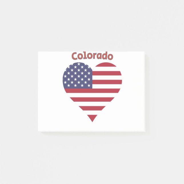 Colorado American Flag Heart Post-it Notes (Front)