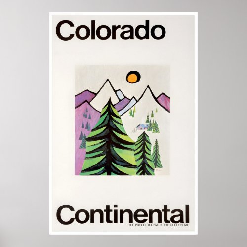 Colorado Art Continental Airlines Travel Poster