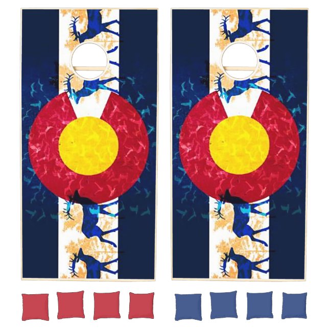 Colorado art nature deer scene cornhole boards set (Set)