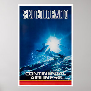 Colorado Art Ski Poster Continental Airlines